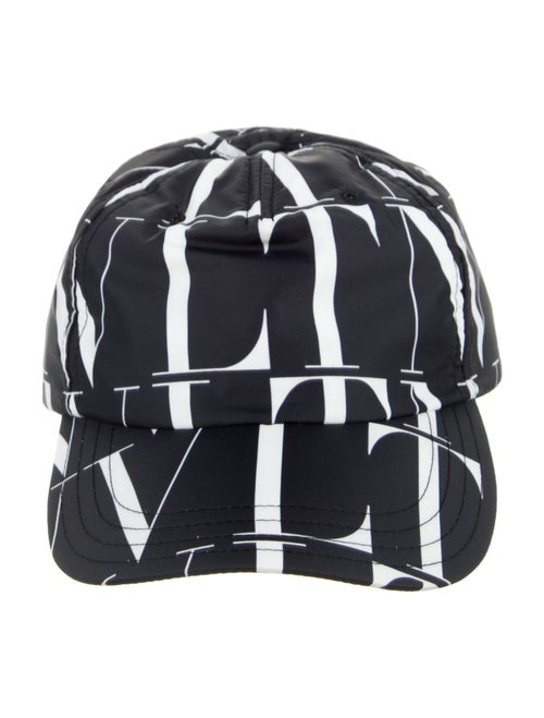 Valentino Mens Black Pattern Printed Nylon Baseball Cap