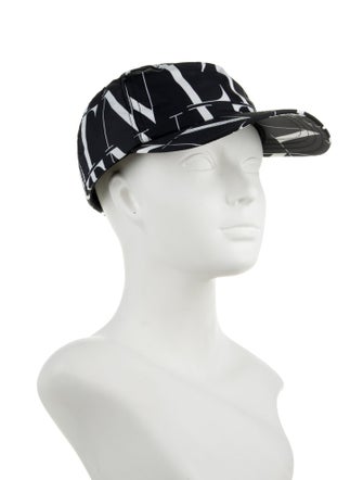 Valentino Mens Black Pattern Printed Nylon Baseball Cap