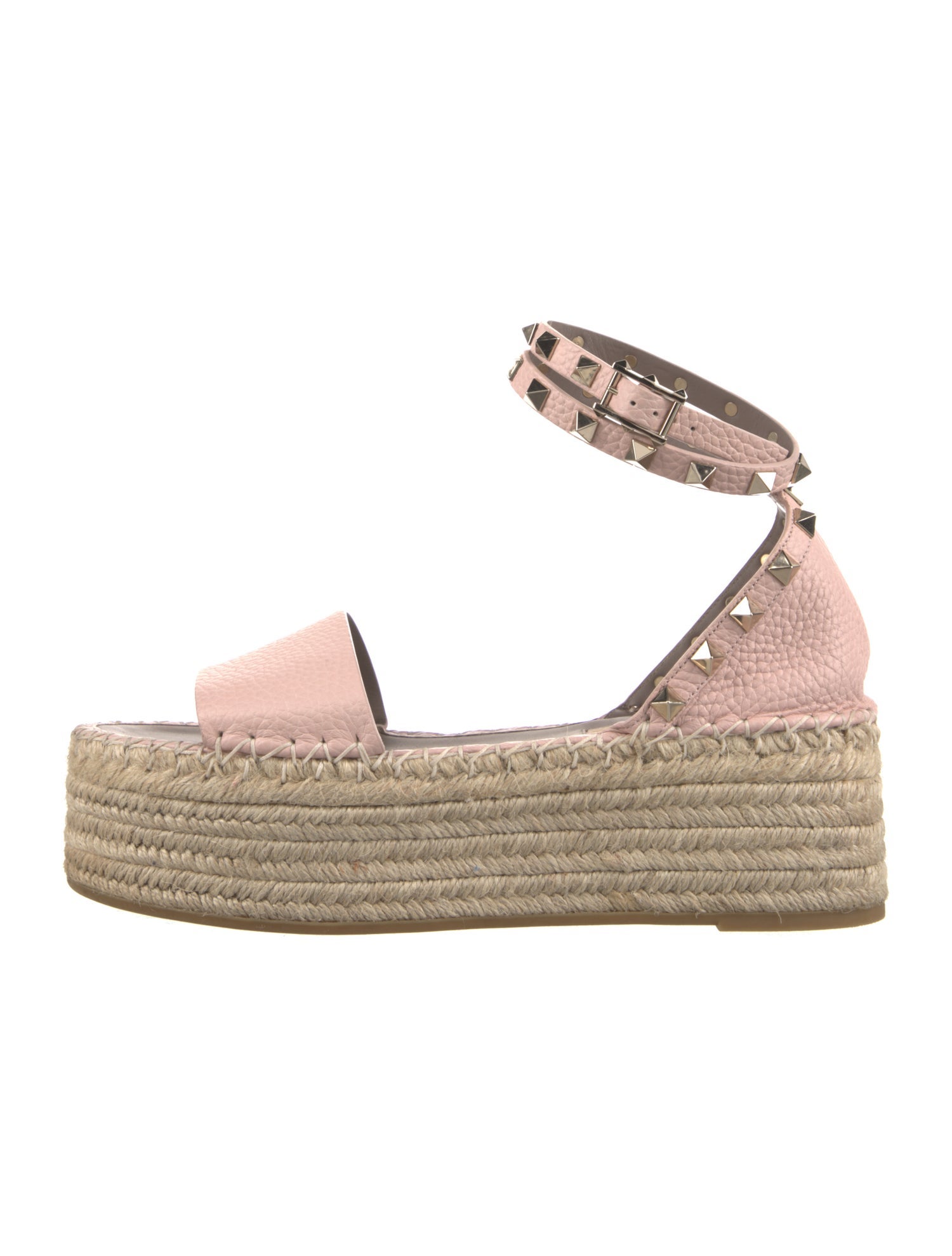 Valentino Rockstud Accents Leather Espadrilles