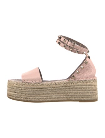 Valentino Rockstud Accents Leather Espadrilles