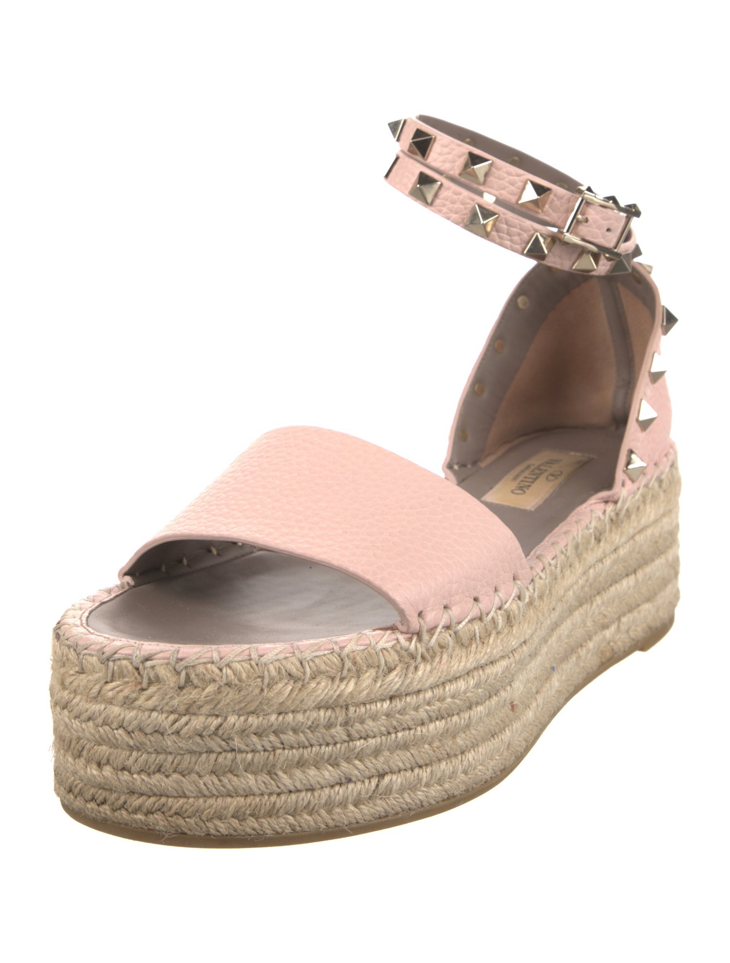 Valentino Rockstud Accents Leather Espadrilles