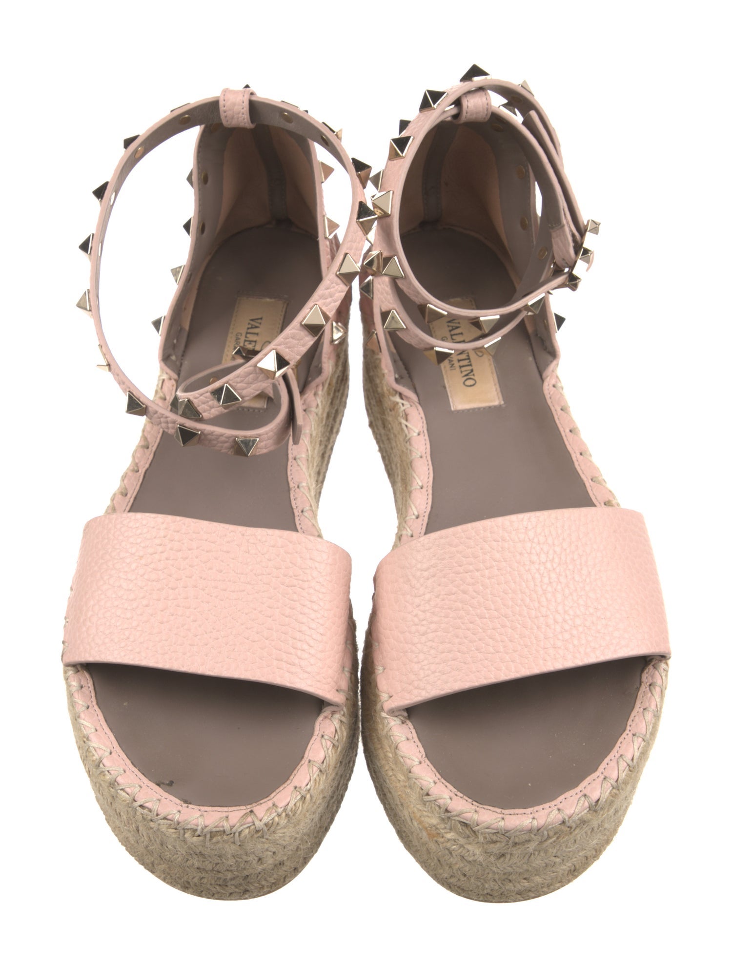 Valentino Rockstud Accents Leather Espadrilles