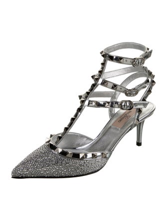Valentino Rockstud Accents Patent Leather T-Strap Pumps