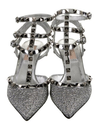 Valentino Rockstud Accents Patent Leather T-Strap Pumps