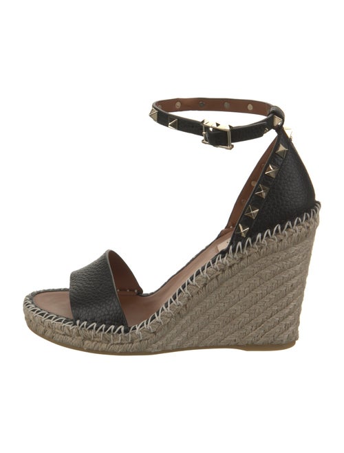 Valentino Leather Studded Accents Espadrilles