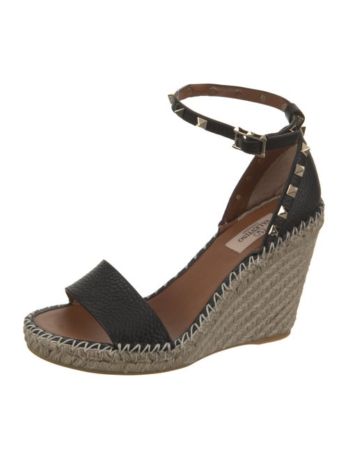 Valentino Leather Studded Accents Espadrilles