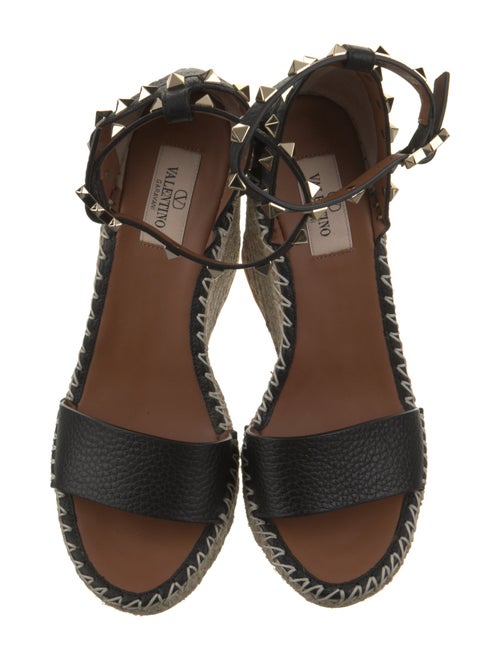 Valentino Leather Studded Accents Espadrilles