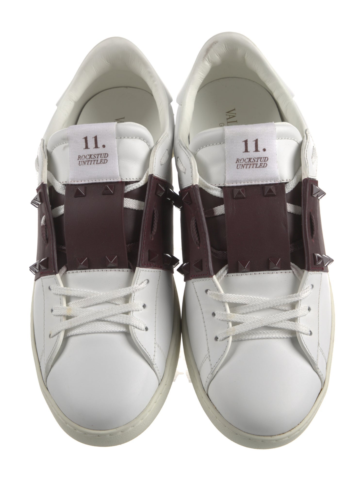 Valentino Rockstud Accents Leather Sneakers