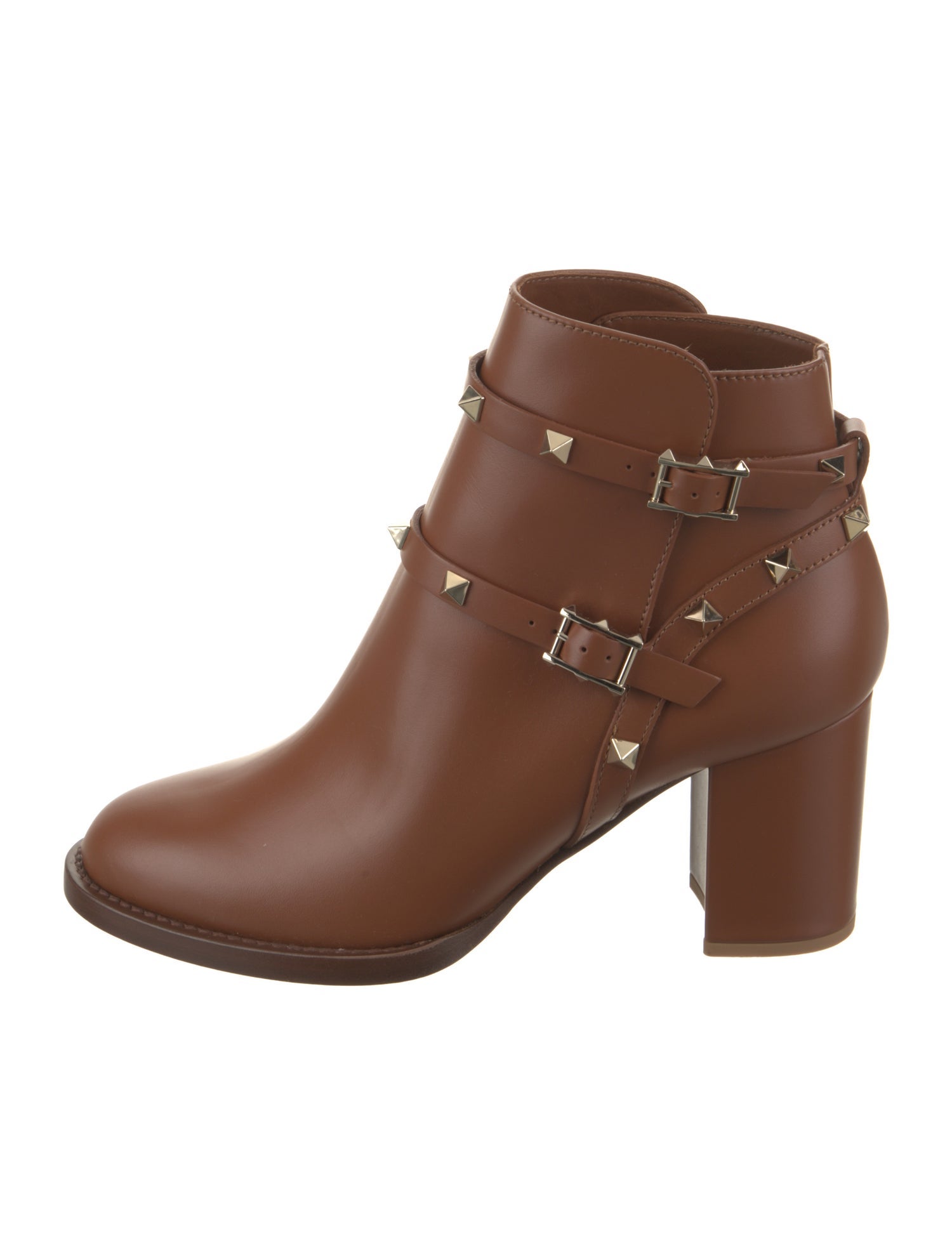 Valentino Leather Studded Accents Moto Boots