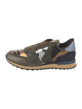 Valentino Leather Camouflage Print Sneakers
