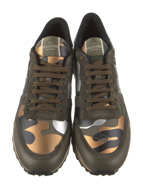 Valentino Leather Camouflage Print Sneakers