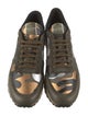 Valentino Leather Camouflage Print Sneakers