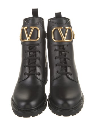 Valentino Leather Combat Boots