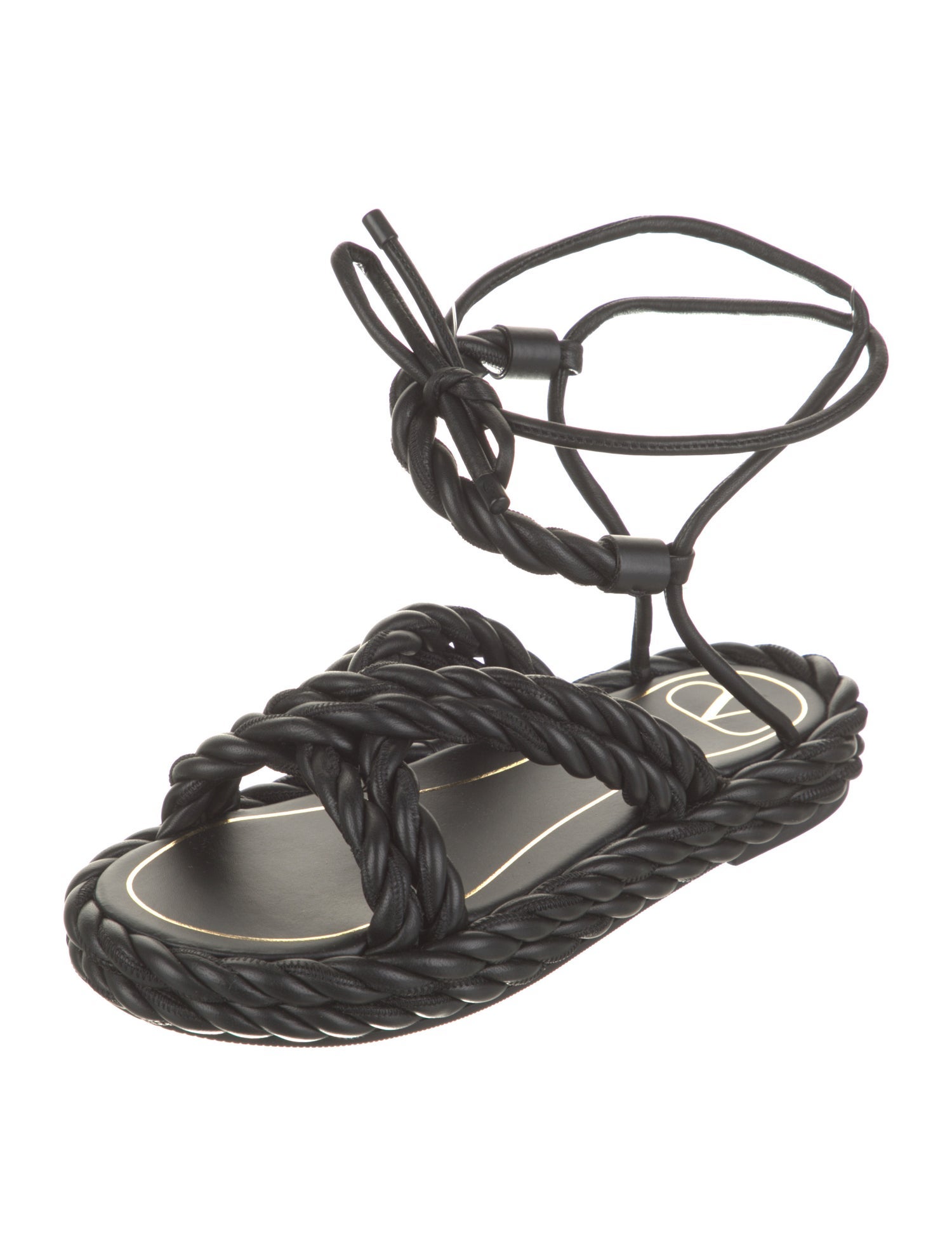 Valentino Leather Braided Accents Gladiator Sandals