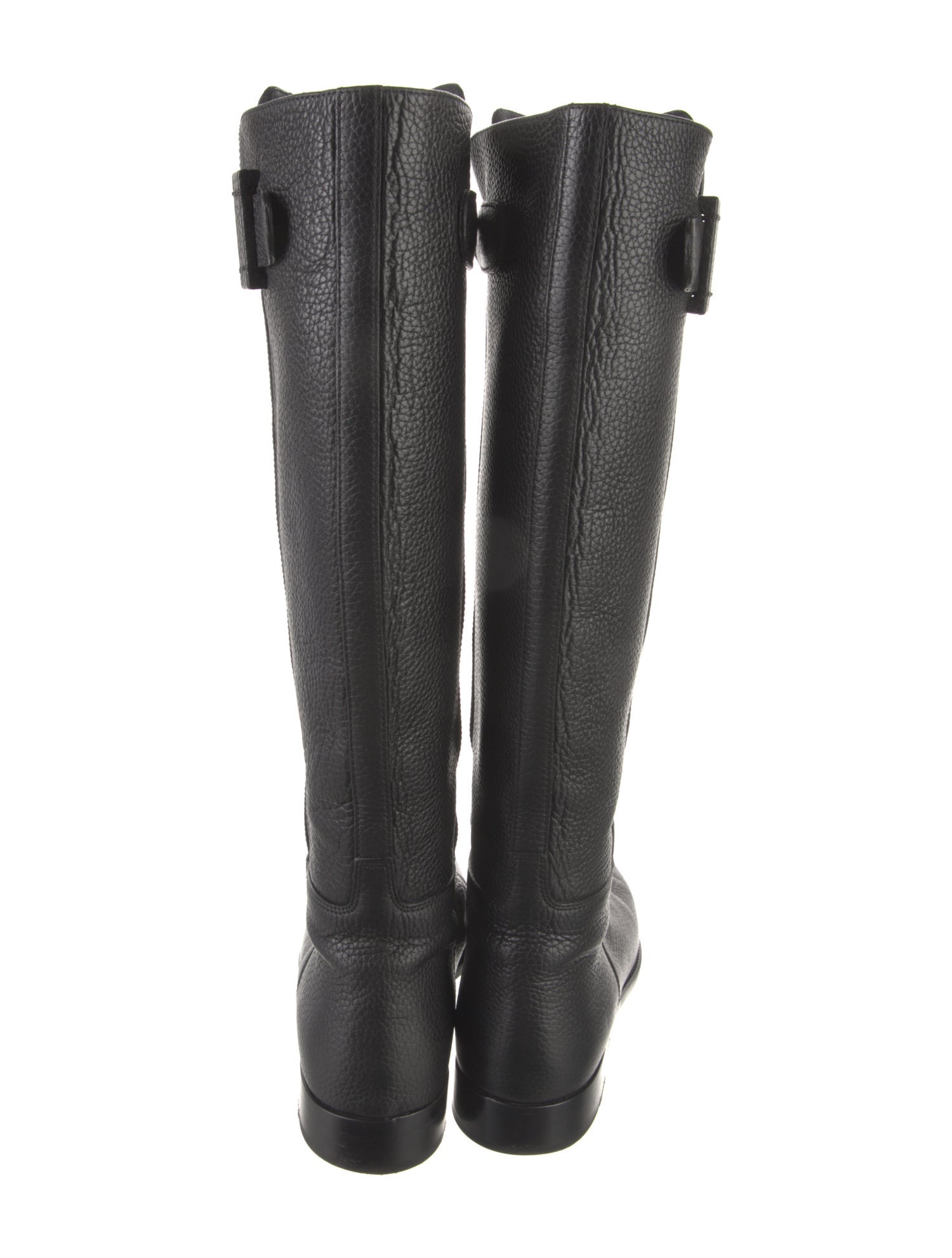 Valentino Leather Fringe Trim Accent Riding Boots