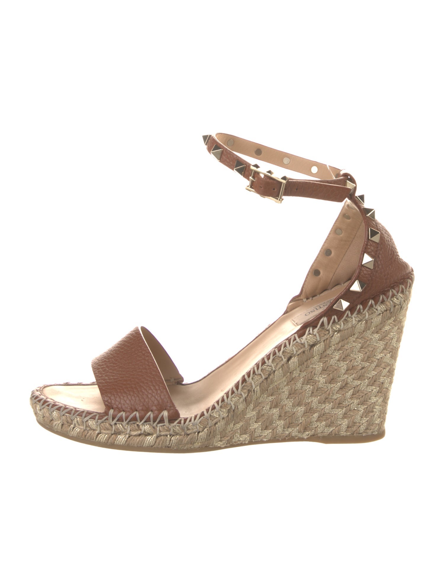 Valentino Rockstud Accents Leather Espadrilles