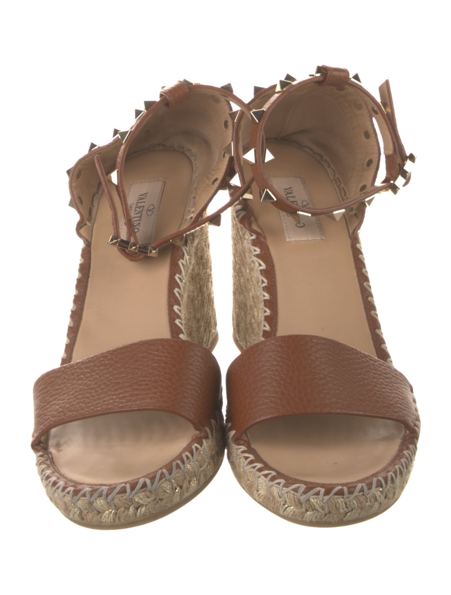 Valentino Rockstud Accents Leather Espadrilles