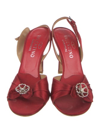 Valentino Satin Bow Accents Slingback Sandals