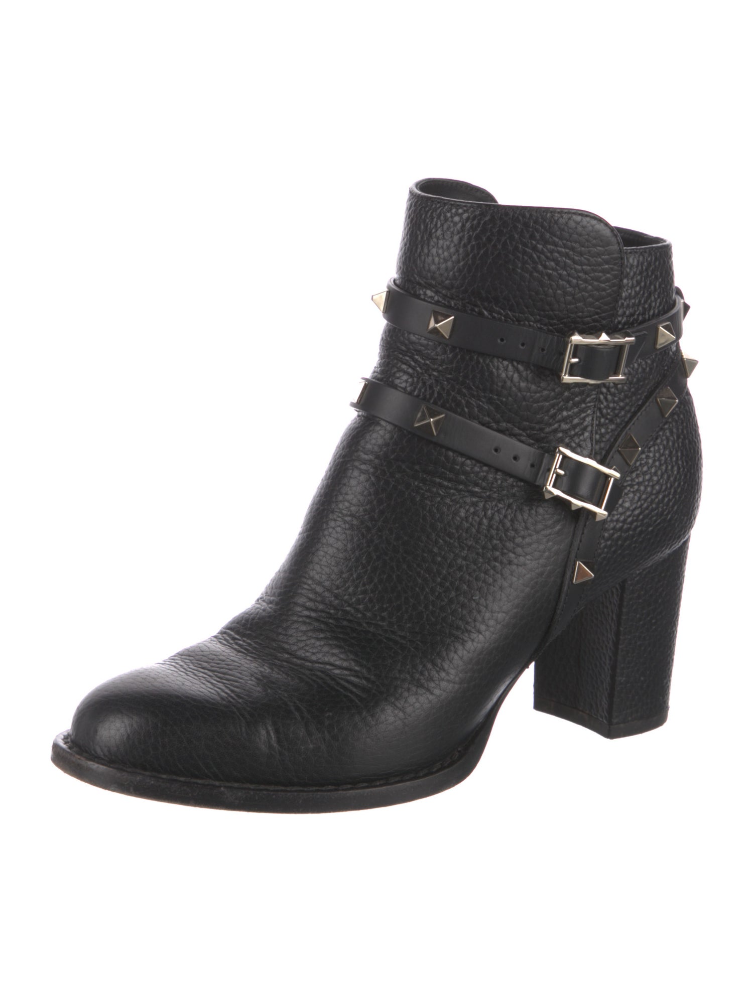 Valentino Rockstud Accents Leather Moto Boots