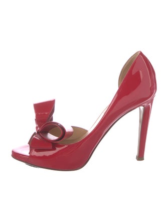 Valentino Patent Leather Bow Accents D'Orsay Pumps