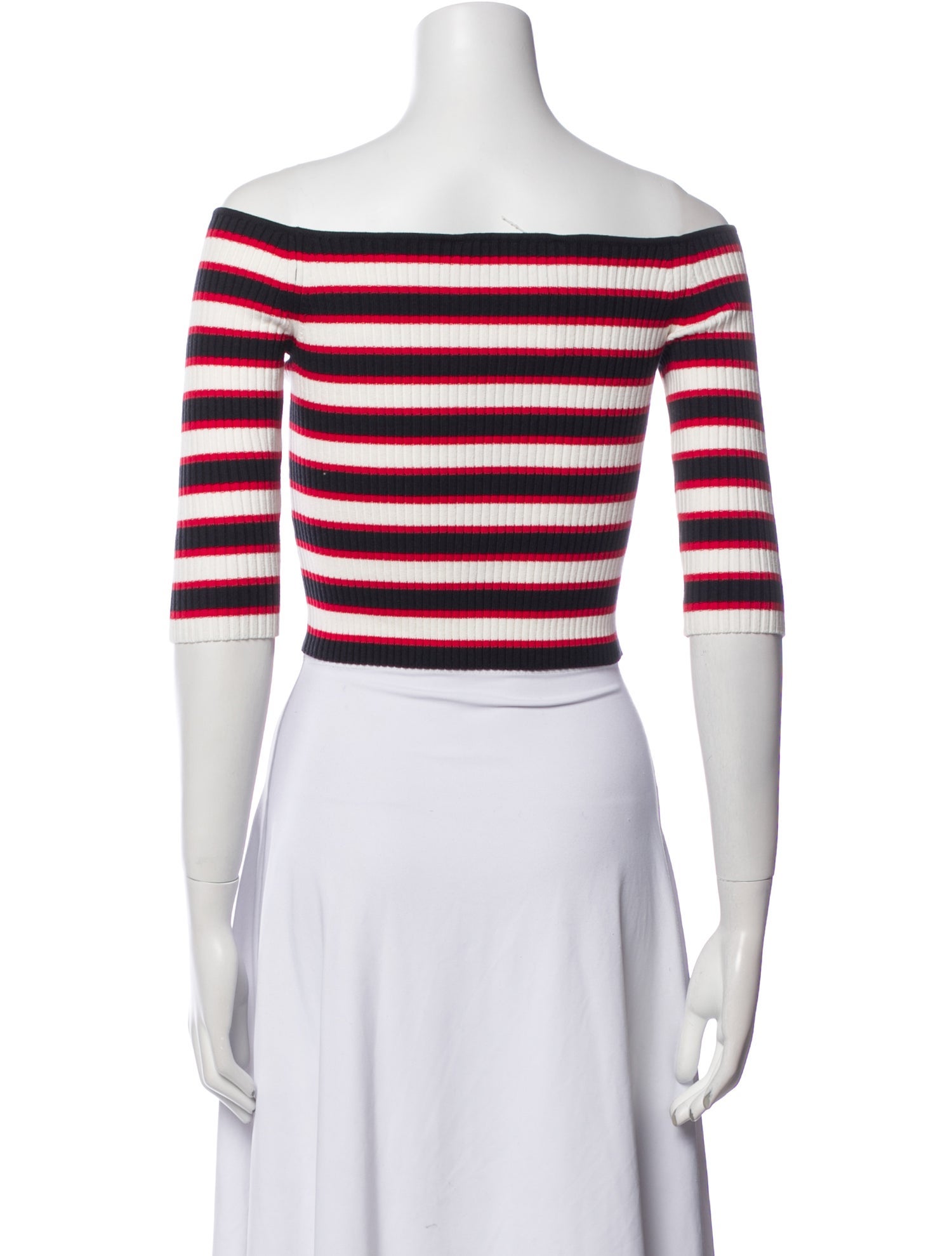 Valentino Striped Off-The-Shoulder Crop Top