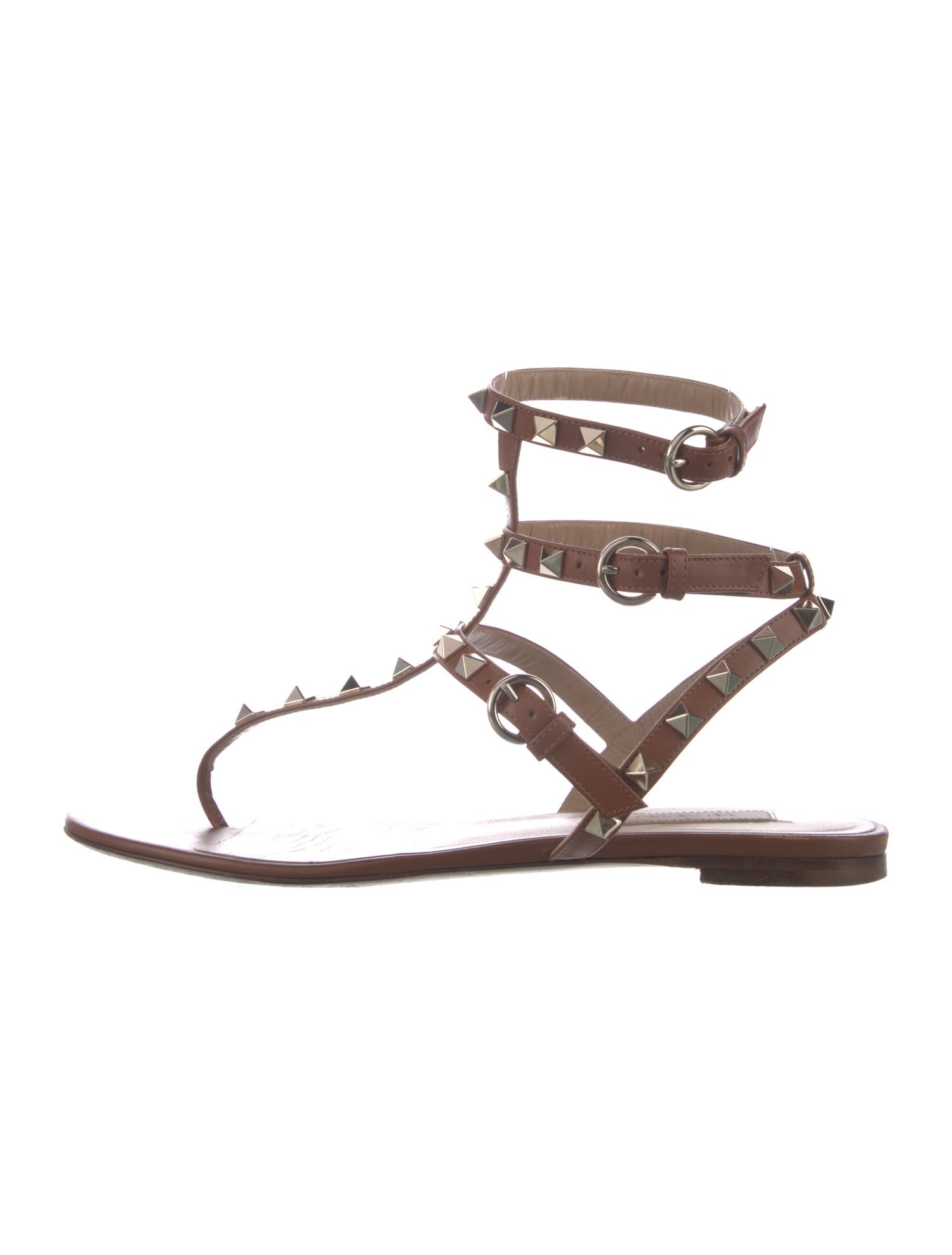 Valentino Rockstud Accents Leather Gladiator Sandals