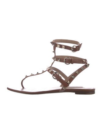 Valentino Rockstud Accents Leather Gladiator Sandals