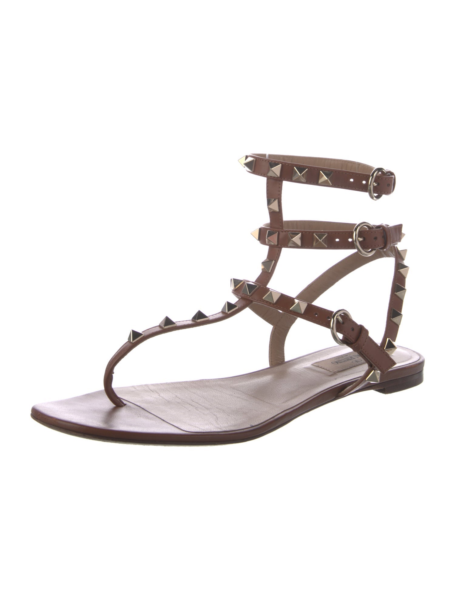 Valentino Rockstud Accents Leather Gladiator Sandals