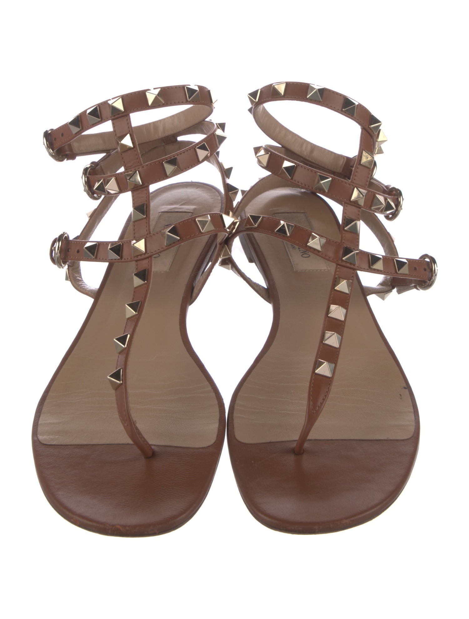 Valentino Rockstud Accents Leather Gladiator Sandals