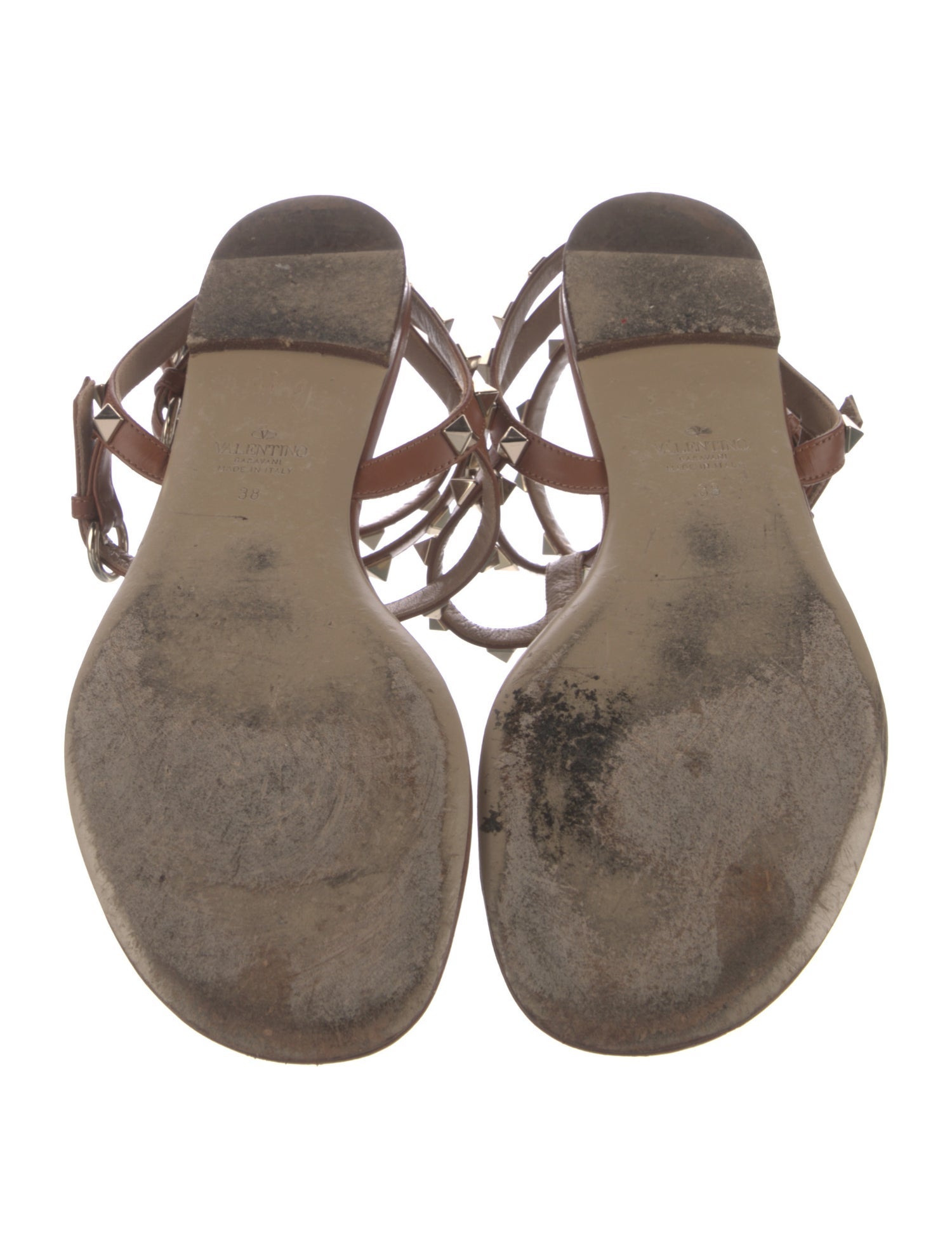 Valentino Rockstud Accents Leather Gladiator Sandals