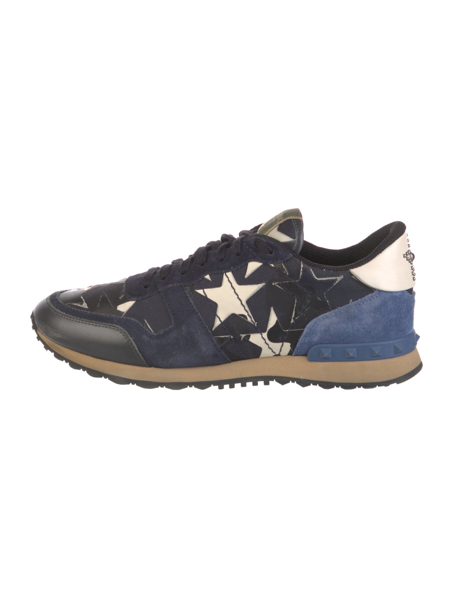 Valentino Rockstud Accents Suede Athletic Sneakers