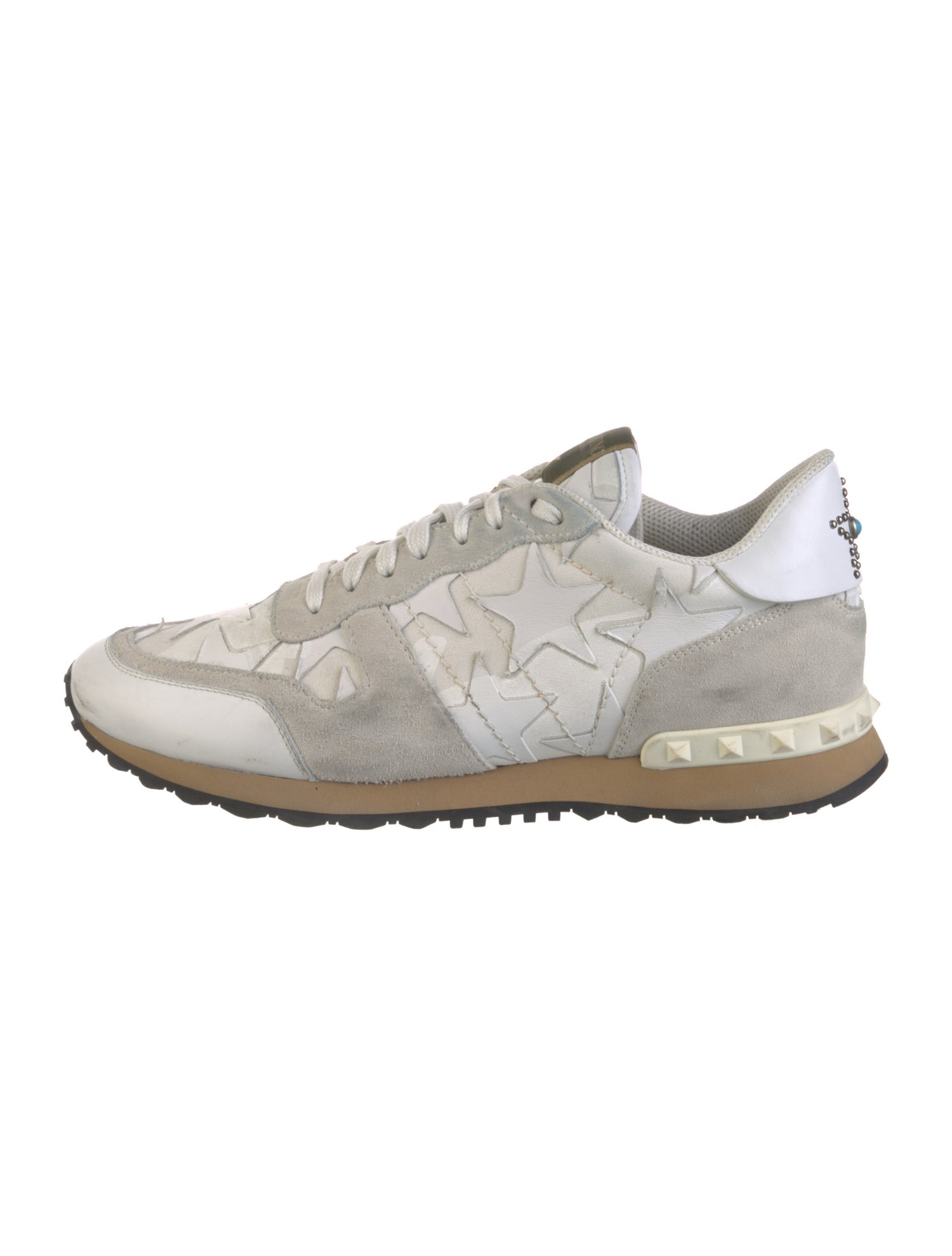 Valentino Rockstud Accents Canvas Athletic Sneakers