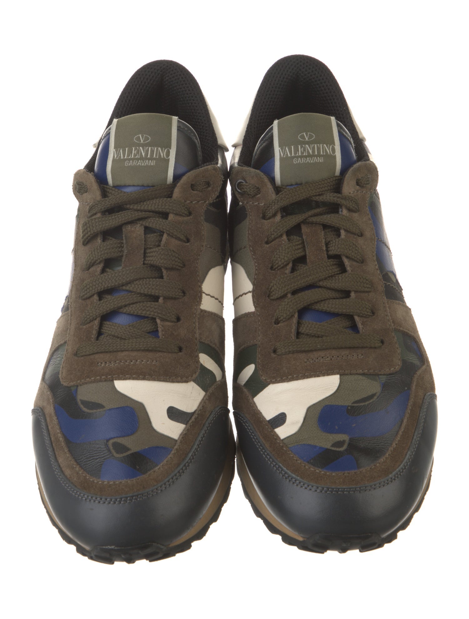 Valentino Rockstud Accents Leather Sneakers