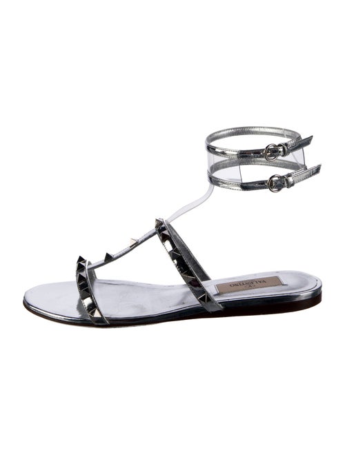Valentino Rockstud Accents Leather T-Strap Sandals