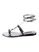 Valentino Rockstud Accents Leather T-Strap Sandals