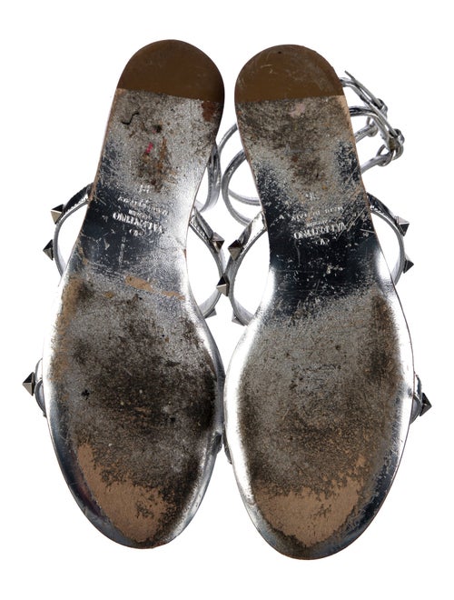 Valentino Rockstud Accents Leather T-Strap Sandals