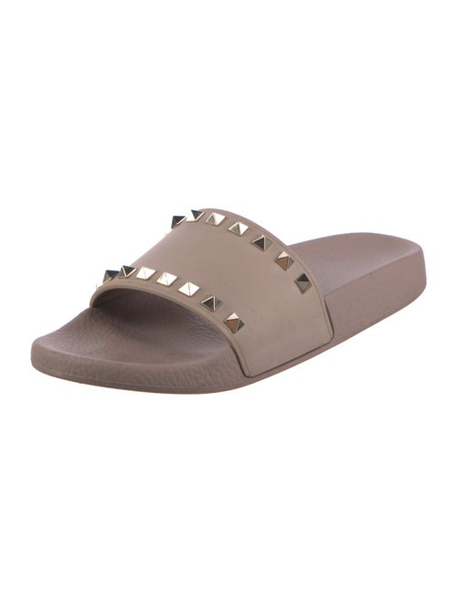 Valentino Rockstud Accents Leather Slides