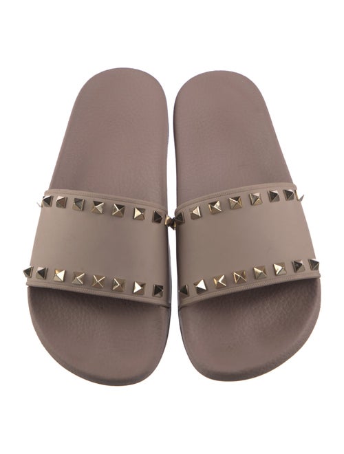 Valentino Rockstud Accents Leather Slides