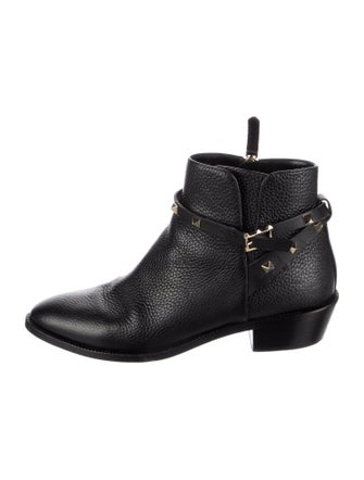 Valentino Rockstud Accents Leather Moto Boots