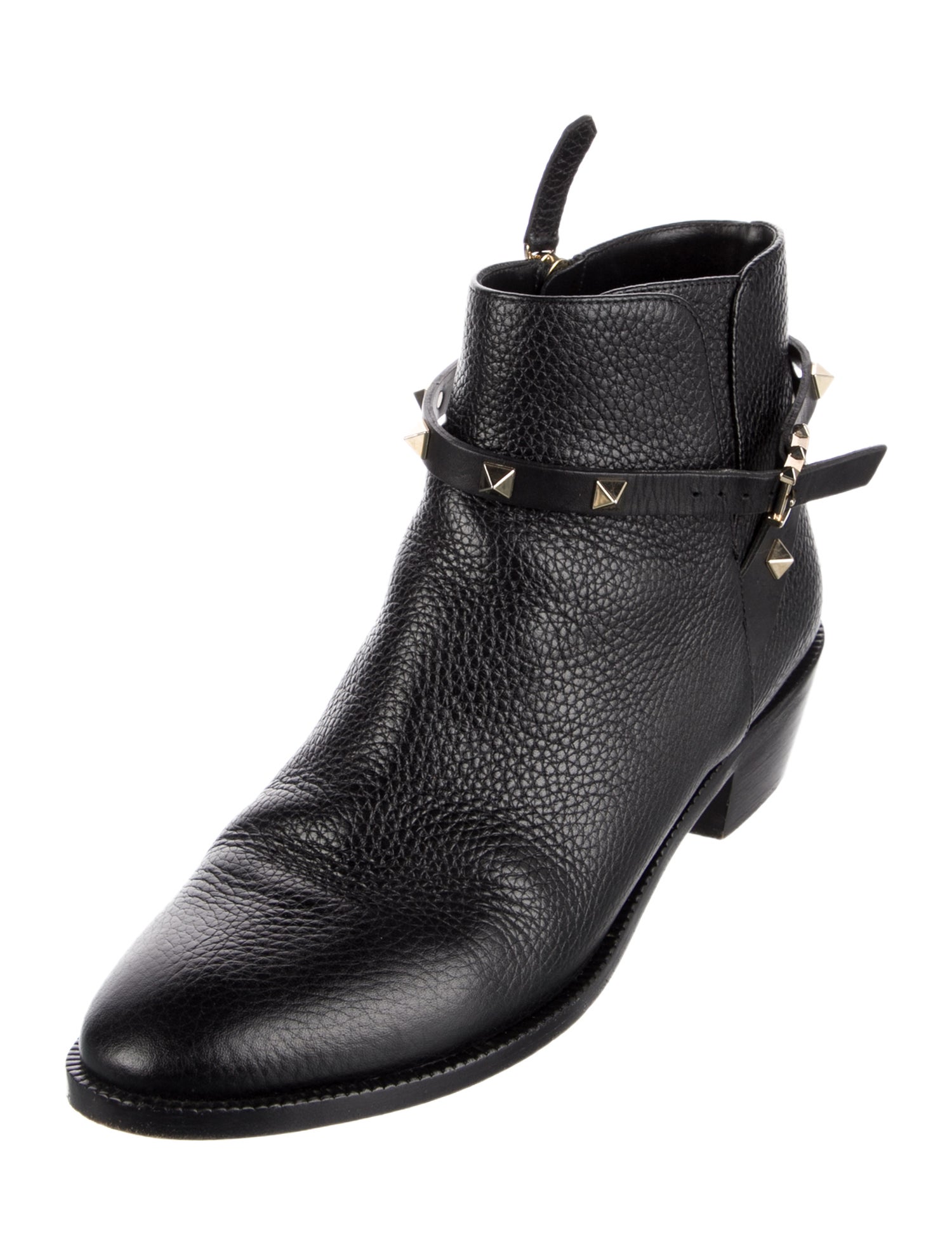 Valentino Rockstud Accents Leather Moto Boots