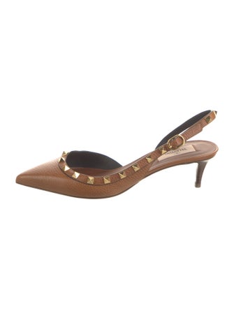 Valentino Rockstud Accents Leather Slingback Pumps