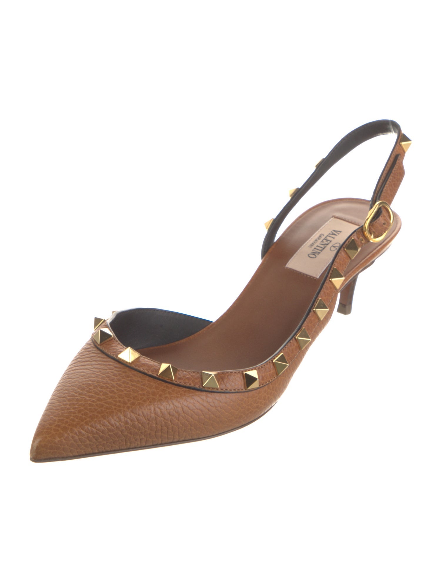 Valentino Rockstud Accents Leather Slingback Pumps