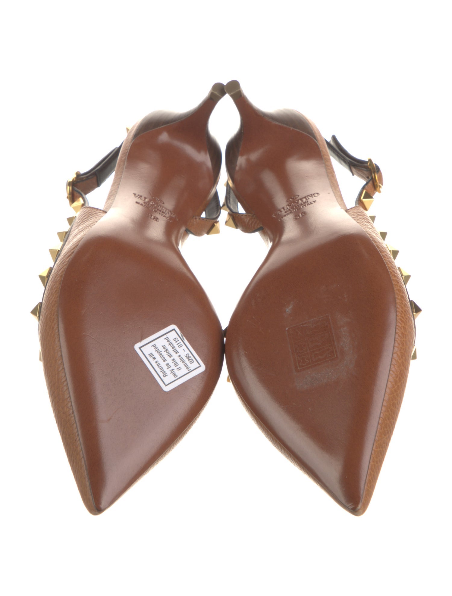 Valentino Rockstud Accents Leather Slingback Pumps