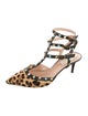 Valentino Rockstud Accents Ponyhair T-Strap Pumps