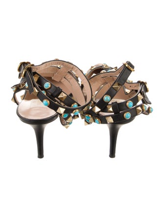 Valentino Rockstud Accents Ponyhair T-Strap Pumps