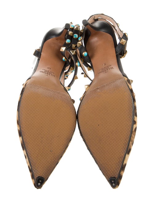 Valentino Rockstud Accents Ponyhair T-Strap Pumps