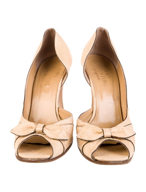 Valentino Straw Bow Accents D'Orsay Pumps