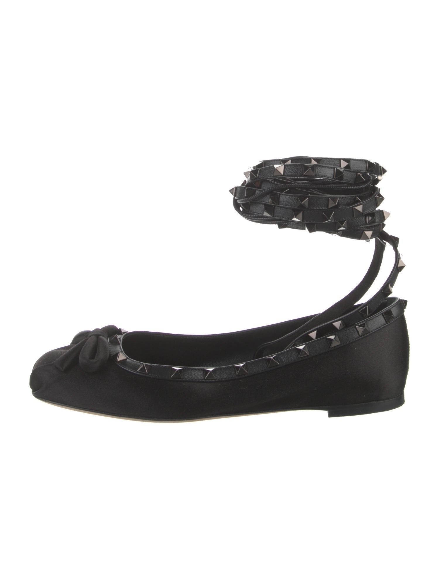 Valentino Rockstud Accents Satin Ballet Flats