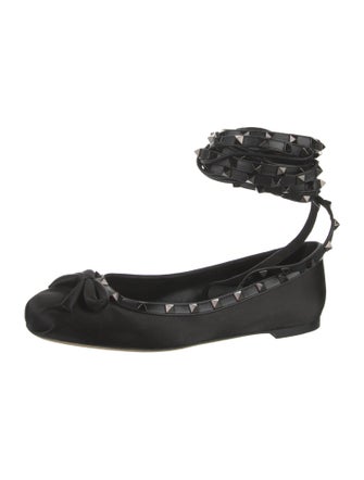 Valentino Rockstud Accents Satin Ballet Flats