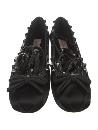 Valentino Rockstud Accents Satin Ballet Flats